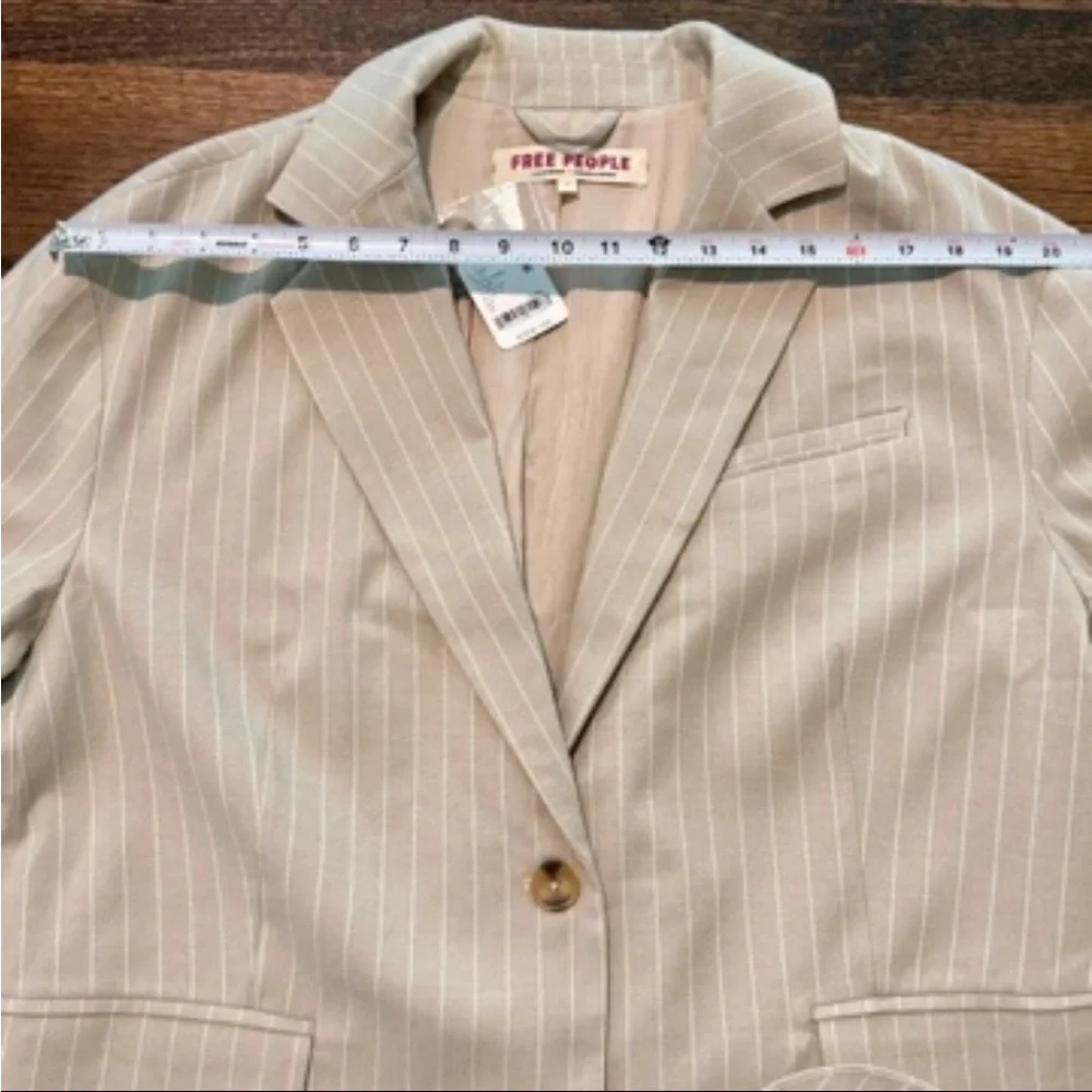 Cream Pinstripe Tailored Blazer Jacket